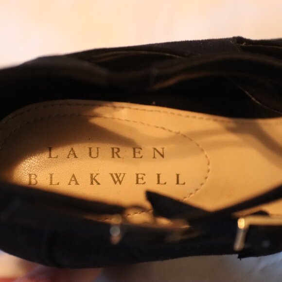 Lauren Blakwell Black Velvet Strappy High Heel Dress Shoe Size 8.5 - Picture 3 of 11